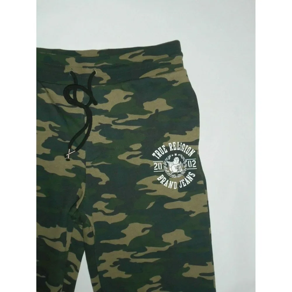 True Religion Camo Print Logo Jogger Pants Sweatpants Large retail $99